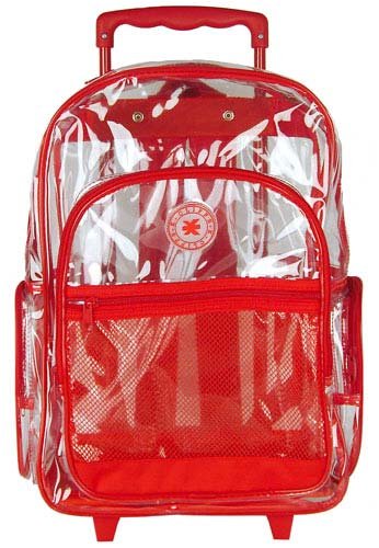 Cover image : K-Cliffs Rolling Clear Transparent Multi-pockets Backpack with Color Trim - 4 Colors