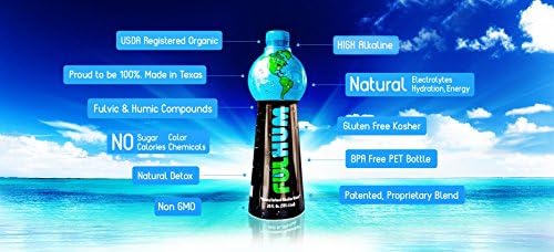 Fulhum 2 Pack of 20 Oz Enriched High Alkilinity Bottled Water with Fulvic and Humic Acids and 77 Trace Minerals