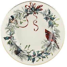 Lenox Winter Greetings Gold Banded Ivory China Pasta Bowl Rim Soup by Lenox