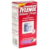 Tylenol Acetaminophen Fever Reducer / Pain Reliever Concentrated Infants Drops, Grape Flavor, 1-Ounce Bottles (Pack of 3)