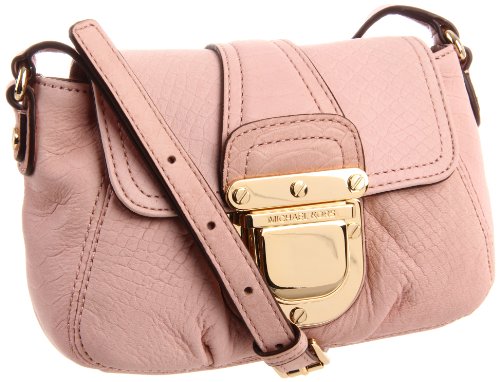 Michael Kors Charlton Croc Embossed Leather Crossbody Bag Blush