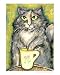 Calico Tortie Cat Drinking Tea, Reprint Poster by Jamie Edwards, 8x10
