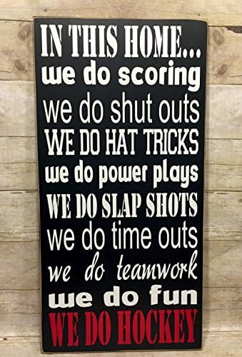 Hockey Wall Decor, Hockey Gifts For Boys, In This Home We Do Sign, Hockey Wood Sign, Hockey Gifts, Wood Hockey Sign, You Pick Colors
