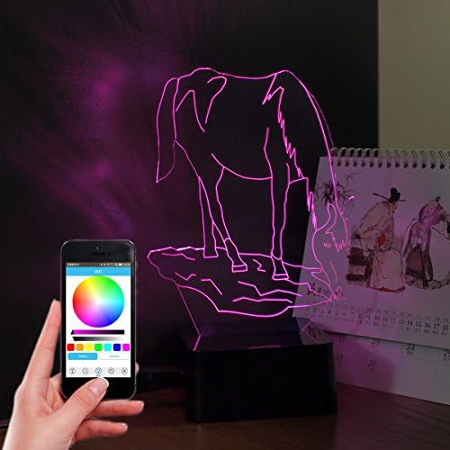 Hideeled Optical Illusion App Control Built-in Bluetooth Speaker Music 3d Lamp, Table Lamp with Various Design (Horse)