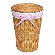 Round Wicker Hamper- Honey/ White
