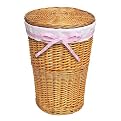 Round Wicker Hamper- Honey/ White