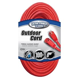 Coleman Cable 100-Foot 14 3 SJTW Vinyl Outdoor Extension Cord, Red #02409-88-04 by Coleman Cable