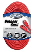 Coleman Cable 02409 14/3 SJTW Vinyl Outdoor Extension Cord, Red, 100-Foot