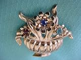 Coro Flower Basket Pin