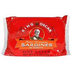 King Oscar Sardines In Tomato Sauce, 3.75 Ounce Tins (Pack of 12)