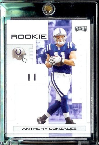 2007 Playoff NFL Playoffs Football # 102 Anthony Gonzalez - Indianapolis Colts (RC) Rookie Card - Premium Trading Card in Protective Display Case