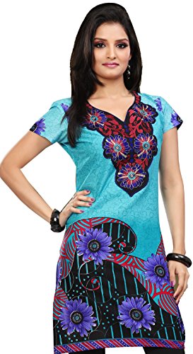 Indian Tunic Top Womens Kurti Cotton Embroidered Blouse India Clothes
