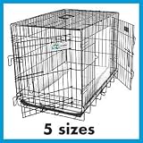 Pet Supplies : 24" GoGo Black Epoxy Double Door Folding Wire Crate w/Divider
