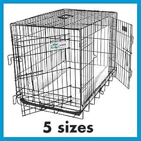24"L x 17"W x 20"H GoGo Black Epoxy Double Door Folding Wire Crate w/Fleece Bed