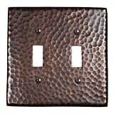 The Copper Factory CF123AN Solid Hammered Copper Double Switch Plate, Antique Copper Finish