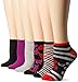 Betsey Johnson Women's Embellished Lip and Stripe Low Cut Socks 6 Pack, Assort, 9-11