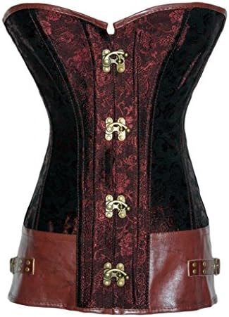Amoretu Women's Clasp Fasteners Steampunk Brocade Overbust Corset