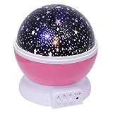 Night Lighting Lamp - Rotating 3 Modes 4 LED Beads 360 Degree Romantic Cosmos Star Sky Moon Projector - Rotation Night Projection Lamp Kids Bedroom Bed Lamp for Christmas Children (Pink)