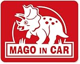 imoninn MAGO in car ステッカー　【マグネットタイプ】　No.72　トリケラトプスさん　（赤色）