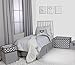 Bacati Love/Hearts Unisex Muslin 4 Piece Toddler Bedding Set, Grey