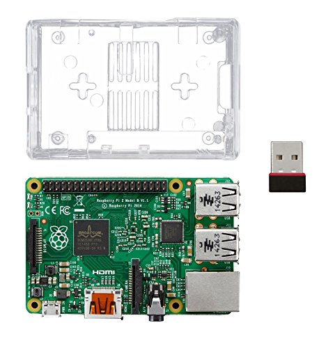 Raspberry Pi 2 Kit--Includes Raspberry Pi 2 Model B --1GB RAM--900MHz Quad-Core CPU (Newest Version)--Clear Transparent Case--Wifi Adapter
