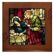 Nativity Detail From Stained Glass Window on Framed Tile