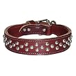 1.25 in. Tapered Dome Full-Studded Latigo Leather Dog Collar model 6013 (Burgundy, 19 in.)
