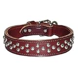 1.25 in. Tapered Dome Full-Studded Latigo Leather Dog Collar model 6013 (Black, 19 in.) by Leather Brothers