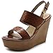 Ollio Womens Shoe Metallic Cutout Burnished Wedge Heel Sandal