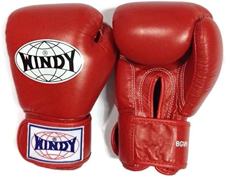 Auth Windy Muay Thai Gloves Kickboxing K1 Boxing Gloves Genuine Leather BGVH Red - 6,8,10,12,14,16,18 oz (14 oz)