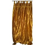 2 Burnt Golden Raw Silk Sari Drapes Curtains 108 Panels by Mogul Interior
