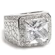 Sterling Silver Men's Rings with Clear Cubic Zirconia - Sizes: 8-12