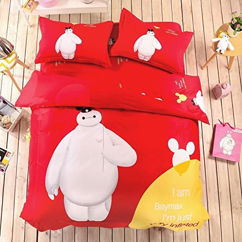USpiece Children 3pcs Bedding Set Big Hero 6 Baymax Kids Bedding100% Cotton Duvet Cover Set Twin