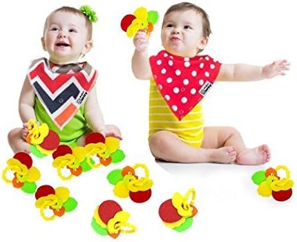 RARITYUS[2 pack]Baby Teether Toys - Best for Infant &amp; Toddler Teething Pain Relief symptoms-Food Grade Silicone, BPA Latex and Phthalate Free- FDA [Bandana Drool Bibs]Bandana Bibs