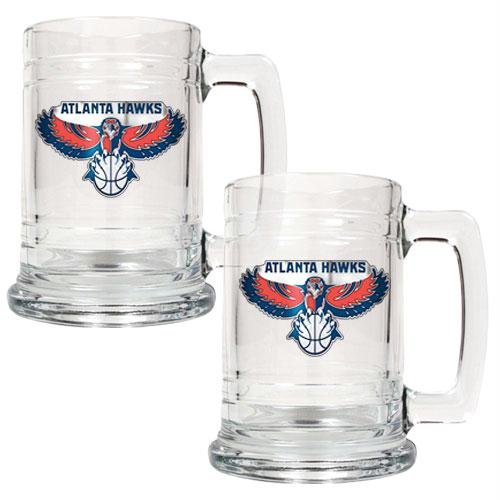 NBA Atlanta Hawks Two Piece 15-Ounce Glass Tankard Set - Primary Logo
