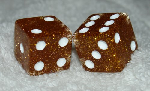 Orange Glitter Transparent Dice Pair