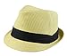 Hatter Mens Big Size Summer Straw Fedora Trilby Hat XL(60), XXL(62) Beige/Black