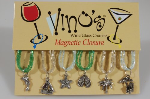 Vino's Surfs Up Magnetic Wine Glass Charms, Set of 6