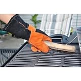 15 INCH EXTRA LONG CUFF HEAT RESISTANT Fireplace & Barbecue Gloves with Primiem Suede Leather Gloves, 100 % Cotton Lining