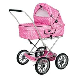 BRIO 90131 BRIO Doll Pram Gull Pink with Dots