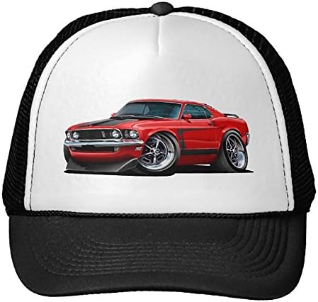 KooBee 1969 Mustang Boss302 Red Car Trucker Hat Color Black