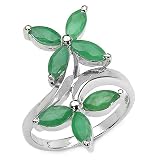 1.75 Carat Genuine Emerald Marquise Shaped Sterling Silver Ring