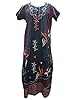 Blue Printed Kaftan Cotton Maxi Dress Caftan