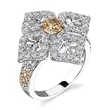Spring Fest: Sterling Silver Art Deco Style Size 8 Cocktail Ring with Champagne CZ Diamond