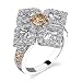 Spring Fest: Sterling Silver Art Deco Style Size 8 Cocktail Ring with Champagne CZ Diamond