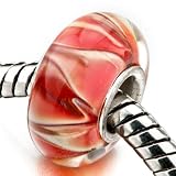 Fleur rose rouge en verre de Murano Perles Pandora Chamilia Biagi Charm Compatible