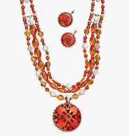 Avon Pierced Spice Colored Pendant Necklace Gift Set
