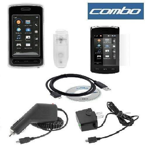 Durable Crystal Hard Snap on Clear Case + Rapid Car Charger + Home Travel Charger + USB Data Cable + Lcd Screen Protector for Lg Cu920 Cu915 Vu Cingular At&t Cell Phone