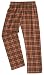 Adult Flannel Pants Tie Cord Waist No Fly Brown and Orange Plaid