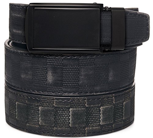 SlideBelts Men's Matte Black Leather Ratchet Belt - Custom Fit